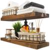 BAOBAB WORKSHOP Wood Floating Shelves, Bathroom Shelf 24 inch, Walnut Floating Shelf for Wall Mounted, Solid Wooden Wall Shelves for Bedroom Kitchen, Walnut Finish, 24 x 6.7, Set of 2 view 1