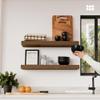 BAOBAB WORKSHOP Wood Floating Shelves, Bathroom Shelf 24 inch, Walnut Floating Shelf for Wall Mounted, Solid Wooden Wall Shelves for Bedroom Kitchen, Walnut Finish, 24 x 6.7, Set of 2 view 2