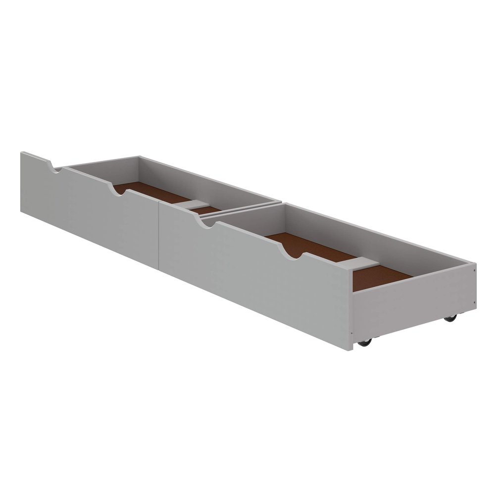 Alaterre Furniture Under Bed Storage Drawers - Set of 2 Solid Wood Rolling Under Bed Storage with Wheels - Fits Bed Frames 9.75 High - Underbed Containers for Shoes, Clothes, and Toys (Dove Gray)