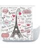 Amagical Paris Tower Decor Collection France Paris Oh La La Eiffel Tower Pattern 16 Piece Bathroom Mat Set Shower Curtain Set Non Slip Bath Mat Contour Mat Toilet Cover and Shower Curtain with 12 Hook view 2