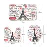 Amagical Paris Tower Decor Collection France Paris Oh La La Eiffel Tower Pattern 16 Piece Bathroom Mat Set Shower Curtain Set Non Slip Bath Mat Contour Mat Toilet Cover and Shower Curtain with 12 Hook view 4