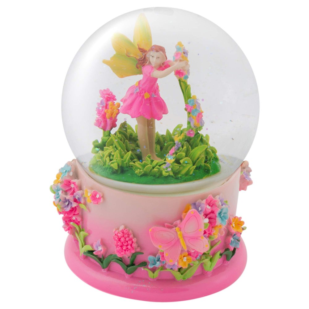 Elanze Designs Magical Fairy in Rotating Garden 100MM Sturdy Wind Up Musical Glitter Water Snow Globe Tabletop Dresser Figurine Decoration Plays Tune Beautiful Dreamer