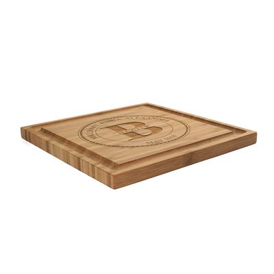 BambooMN Custom Laser Engraved Bamboo Cutting Board - Family Name Circle 2-1 Piece - 11" x 11" x 0.75" (Grooved)