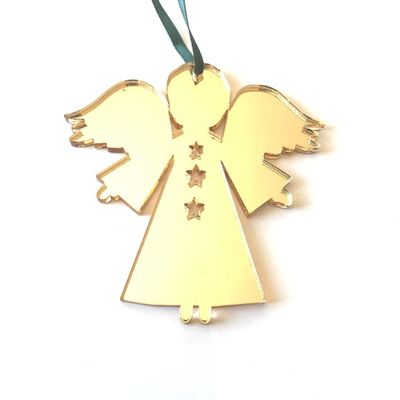 Super Cool Creation Angel Christmas Tree Decoration - Gold Mirrored - Standard 7cm