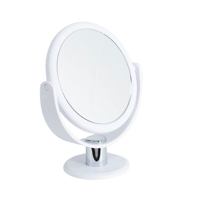 Dual Sided 10X Magnification 7" Rubberized Vanity Mirror in White