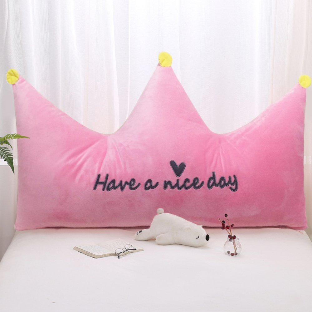 Bedside Backrest Pillow Children Crown Bed Cushion Pink Big Back Cloud Cute Headboard Soft Bag Fabric Princess Bed Pillow,B-1.8m