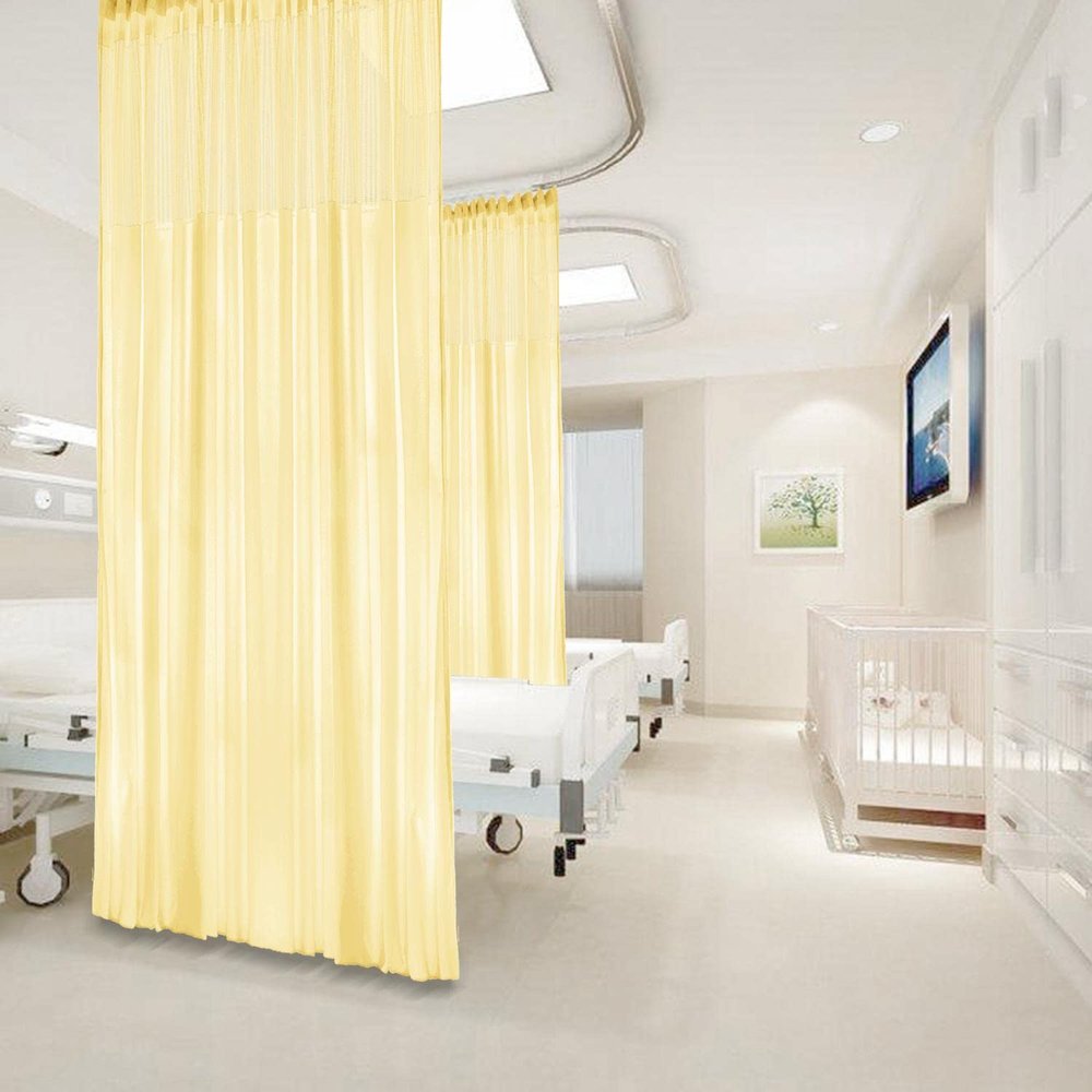 Macochico Beige Orange Room Divider Curtains Privacy Cubicle Curtains with Flat Hook Hanging for SPA Lab Curtain Room Divider,12ft Wide x 8.5ft Tall(1 Panel)
