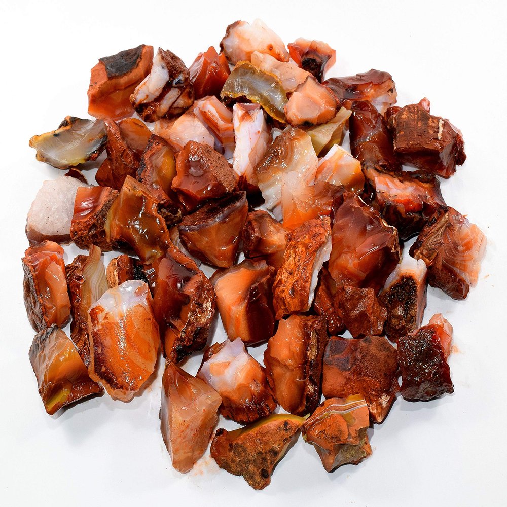 Red Orange Carnelian Agate Rough Stones Natural Crystal Mineral Gemstone Cabochons Rock Specimen Cabs - Madagascar (30PCS)