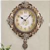 CLOCKZHJI Wall Clock Silent Non Ticking European Creative Resin Round Wall Clock Hanging Mute Quartz Clocks (Color : Bronze) view 1