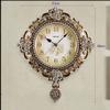 CLOCKZHJI Wall Clock Silent Non Ticking European Creative Resin Round Wall Clock Hanging Mute Quartz Clocks (Color : Bronze) view 2