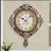 CLOCKZHJI Wall Clock Silent Non Ticking European Creative Resin Round Wall Clock Hanging Mute Quartz Clocks (Color : Bronze) view 4