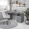 51" Classic Computer Desk with Drawers, 3-Drawer Home Office Desk with Storage, Grey view 2