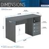 51" Classic Computer Desk with Drawers, 3-Drawer Home Office Desk with Storage, Grey view 3