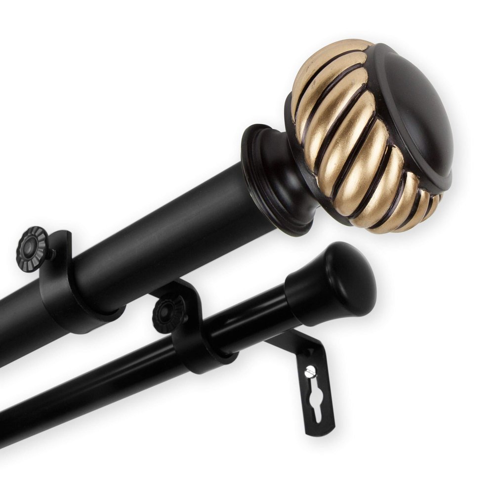 InStyleDesign Barta 1 inch Diameter Adjustable Double Curtain Rod Black 160 to 240 inches N/A