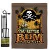 You Better Rum Get It Garden Flag Set with Stand Coastal Pirate Ship Skull Treasure Map Carribean Jolly Blackbeard Jack Small Decorative Gift Yard House Banner Double-Sided Made In USA 13 X 18.5 view 1