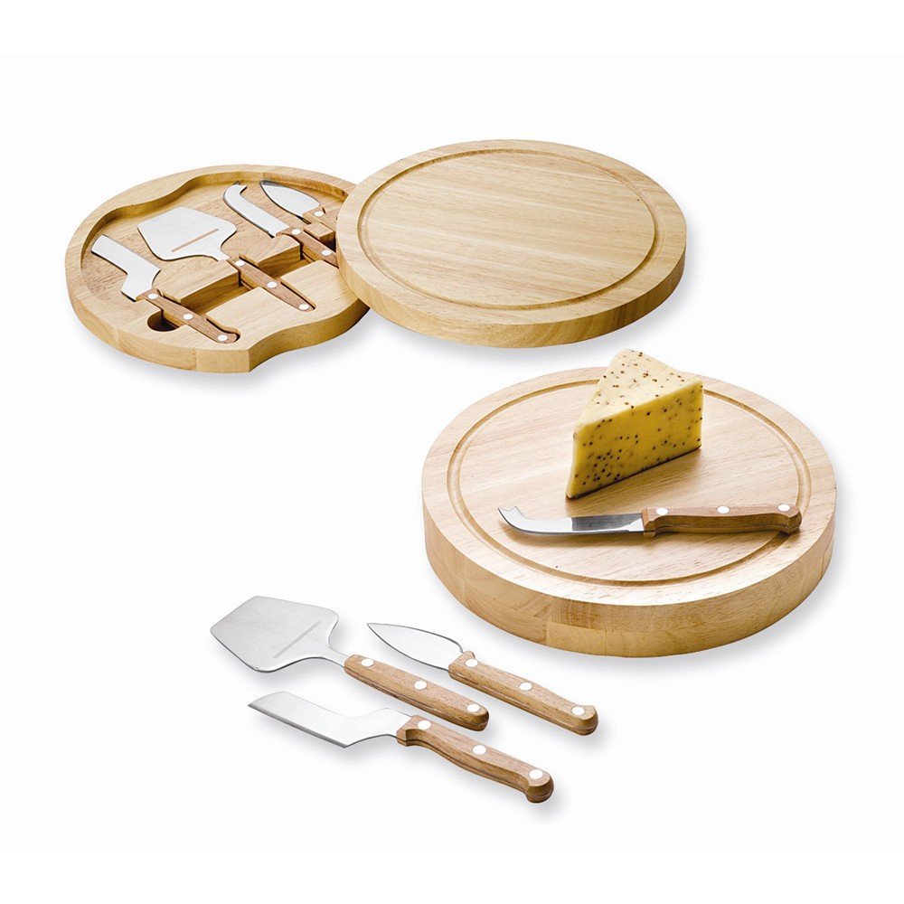 FB JEWELS Solid White Teak Circular Cheese Cutting Board