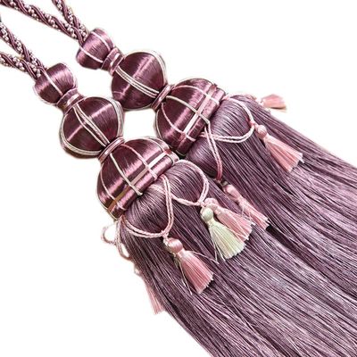 1 Pair European Style Tassels Curtain Tiebacks Curtain Decor Bandage Curtain Rope Tiebacks with Tassels (Purple)