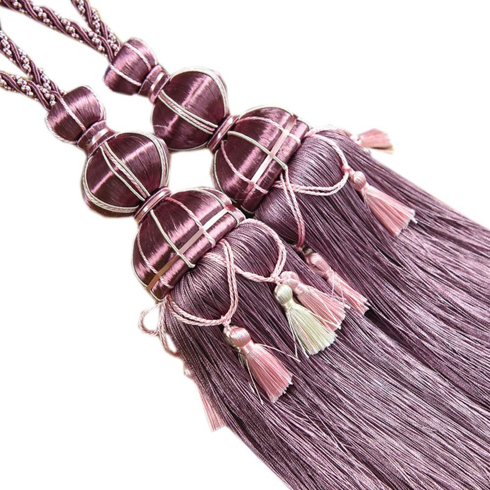 1 Pair European Style Tassels Curtain Tiebacks Curtain Decor Bandage Curtain Rope Tiebacks with Tassels (Purple)