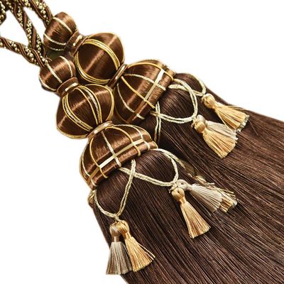 1 Pair European Style Tassels Curtain Tiebacks Curtain Decor Bandage Curtain Rope Tiebacks with Tassels (Dark Coffee)