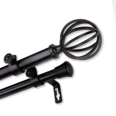InStyleDesign Loop Adjustable Double Curtain Rod Black 120 to 170 inch
