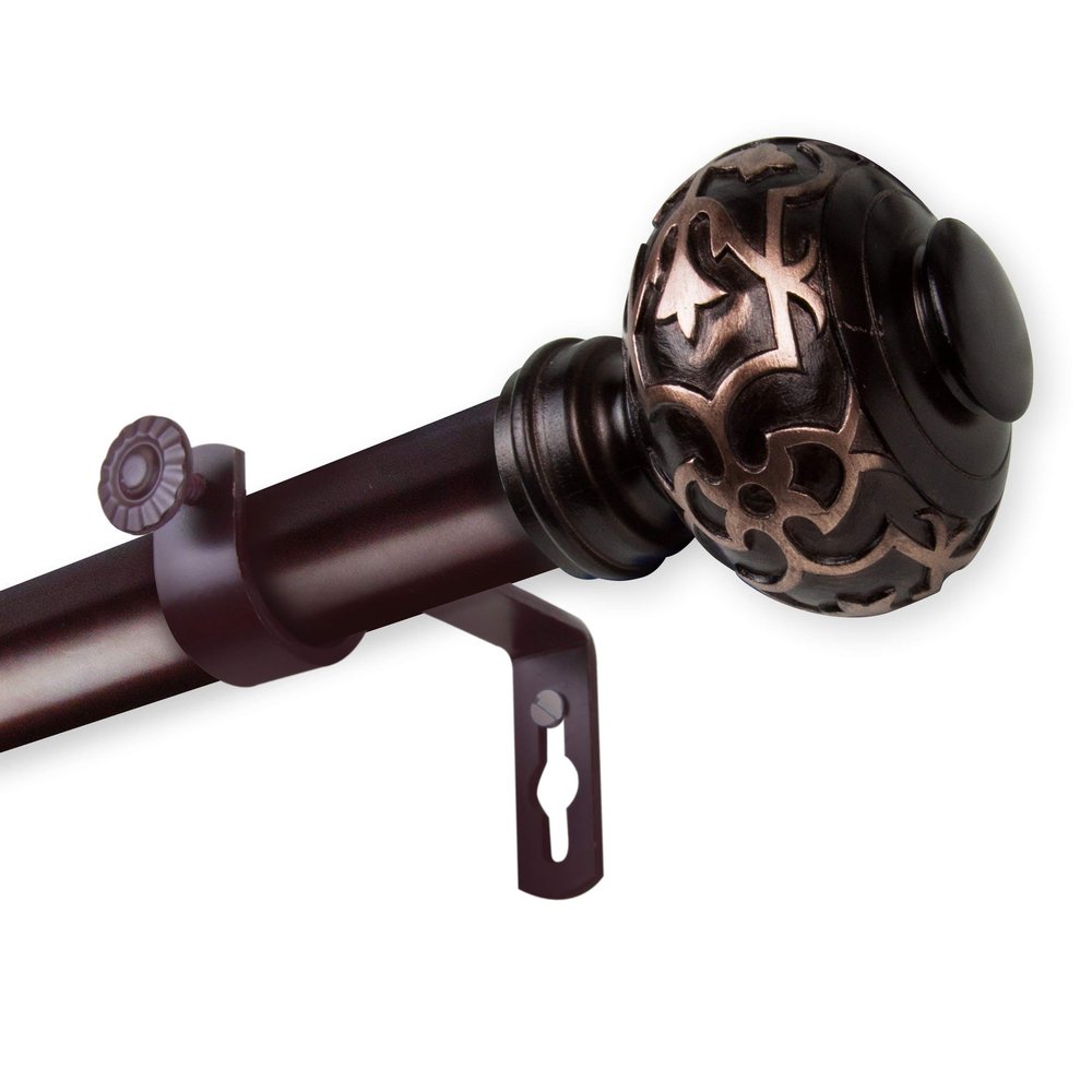 InStyleDesign Sycamore 1 inch Diameter Adjustable Curtain Rod Bronze 120 to 170 inches Bronze Finish