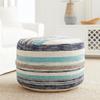 LR Home Coastal Stripe Pouf, 18"x14", White/Blue view 1