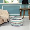 LR Home Coastal Stripe Pouf, 18"x14", White/Blue view 4