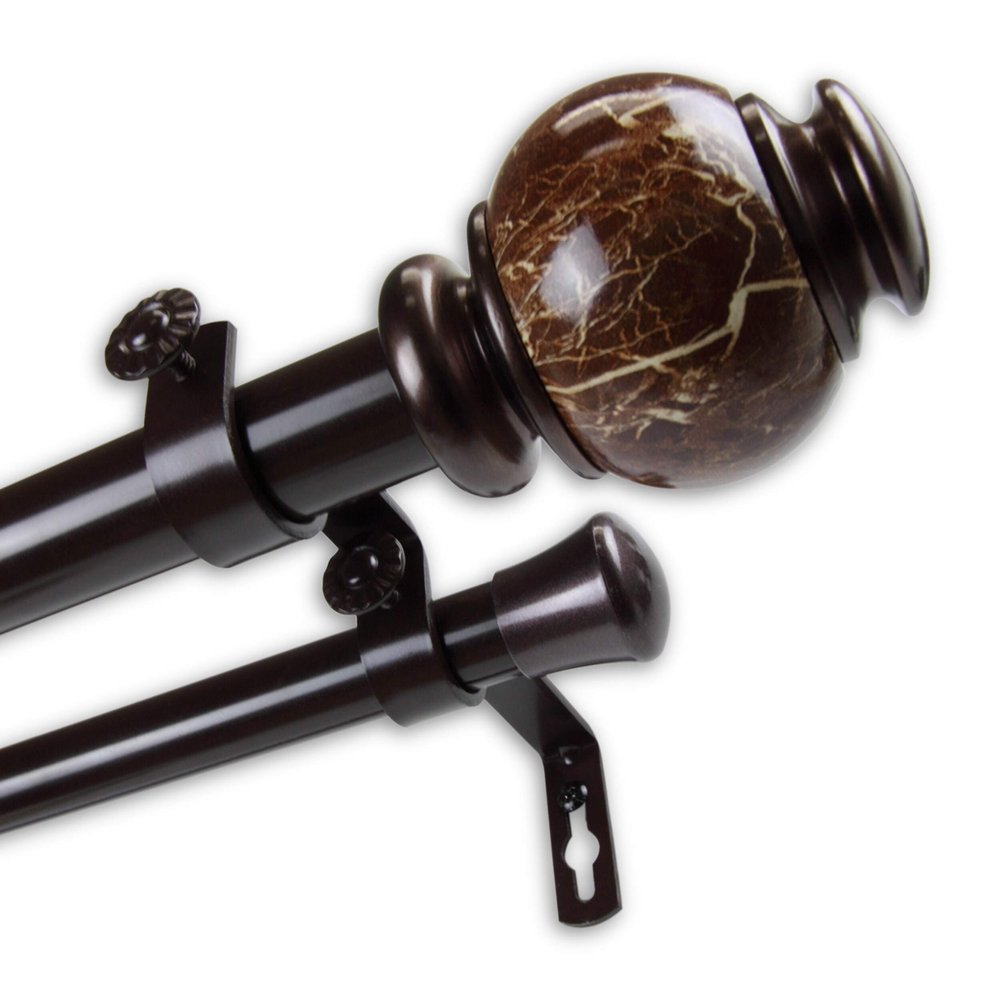 InStyleDesign Onyx 1 inch Diameter Adjustable Double Curtain Rod Bronze 28 to 48 inches Bronze Finish