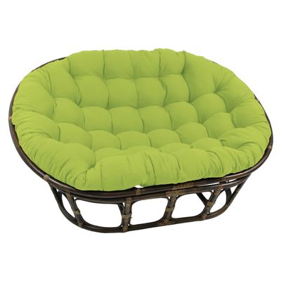 International Caravan Bali Rattan Double Papasan Chair with Twill Cushion Mojito Lime