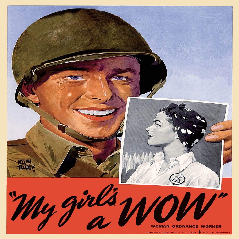 Magnet Woman Ordinance Workers - 1940s Industrial WWII War Magnet Vinyl Magnetic Sheet for Lockers, Cars, Signs, Refrigerator 5"