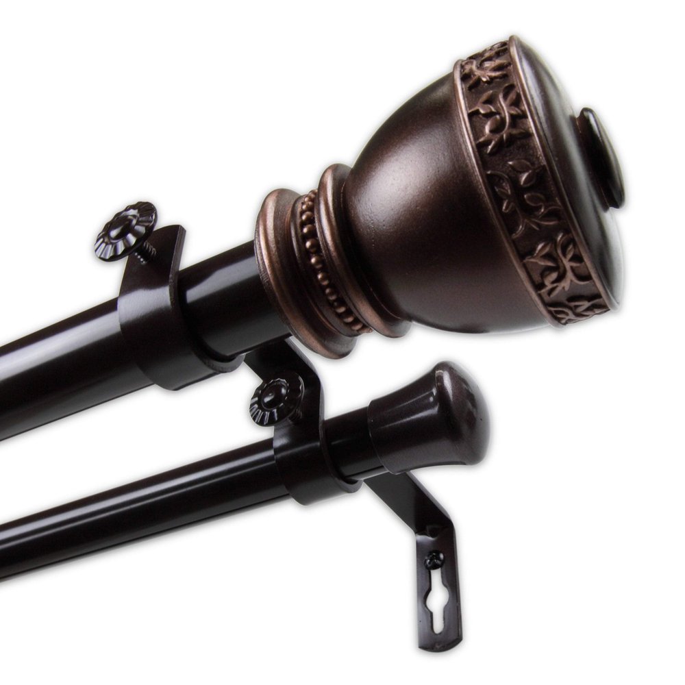 InStyleDesign Tahlia 1 inch Diameter Adjustable Double Curtain Rod Bronze 48 to 84 inches Bronze Finish
