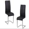 Bailey Modern Dining Chairs, Faux Leather Cushioned Seats, Slightly Curved Backrest, Chrome Cantilever Base, Contemporary Accent Seating for Dining Room, Kitchen, or Breakfast Nook, Set of 2 (Black) view 1