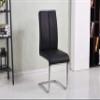 Bailey Modern Dining Chairs, Faux Leather Cushioned Seats, Slightly Curved Backrest, Chrome Cantilever Base, Contemporary Accent Seating for Dining Room, Kitchen, or Breakfast Nook, Set of 2 (Black) view 2