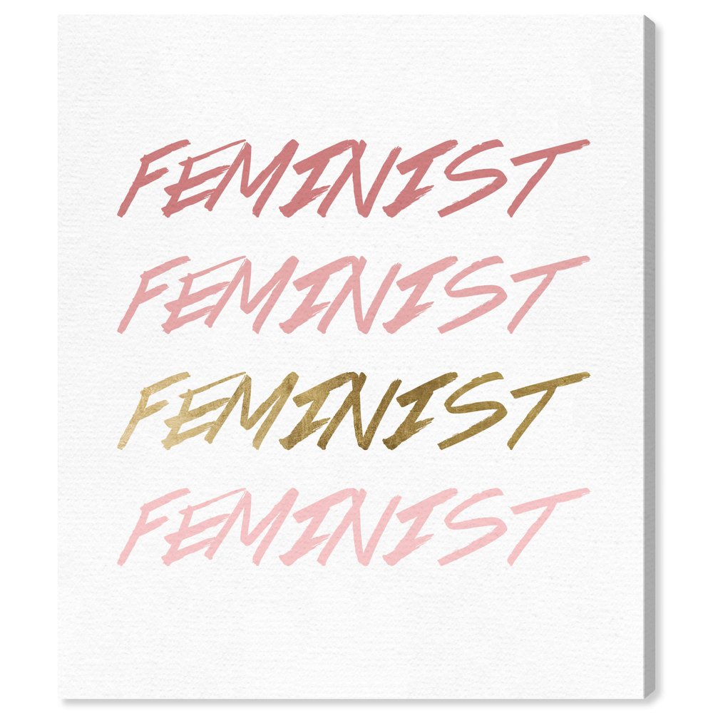 The Oliver Gal Artist Co. Typography and Quotes Wall Art Canvas Prints 'Feminist Gold' Home Dcor, 20" x 24", Pink, White