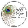 Wedding Stickers, Peacock Stickers, Peacock Bridal Shower Labels, Reception Favors (60 count, 2 Inch Round) view 1