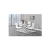 Trevi 5-Piece Round Glass Top Modern Dining Set with 4 Armless Faux Leather Chairs with Padded Cushions and Chrome Legs, Contemporary Dining Table for Kitchen, Dining Room, or Breakfast Nook, (White) view 4