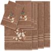 Authentic Hotel and Spa Turkish Cotton Blue Bird Embroidered Latte Brown 8-Piece Towel Set view 1