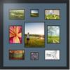 ArtToFrames Collage Photo Frame Double Mat with 1-8x10 and 2-5x7, 3x3 and 4-4x6 Openings with Satin Black Frame and Dutch Blue mat. view 1