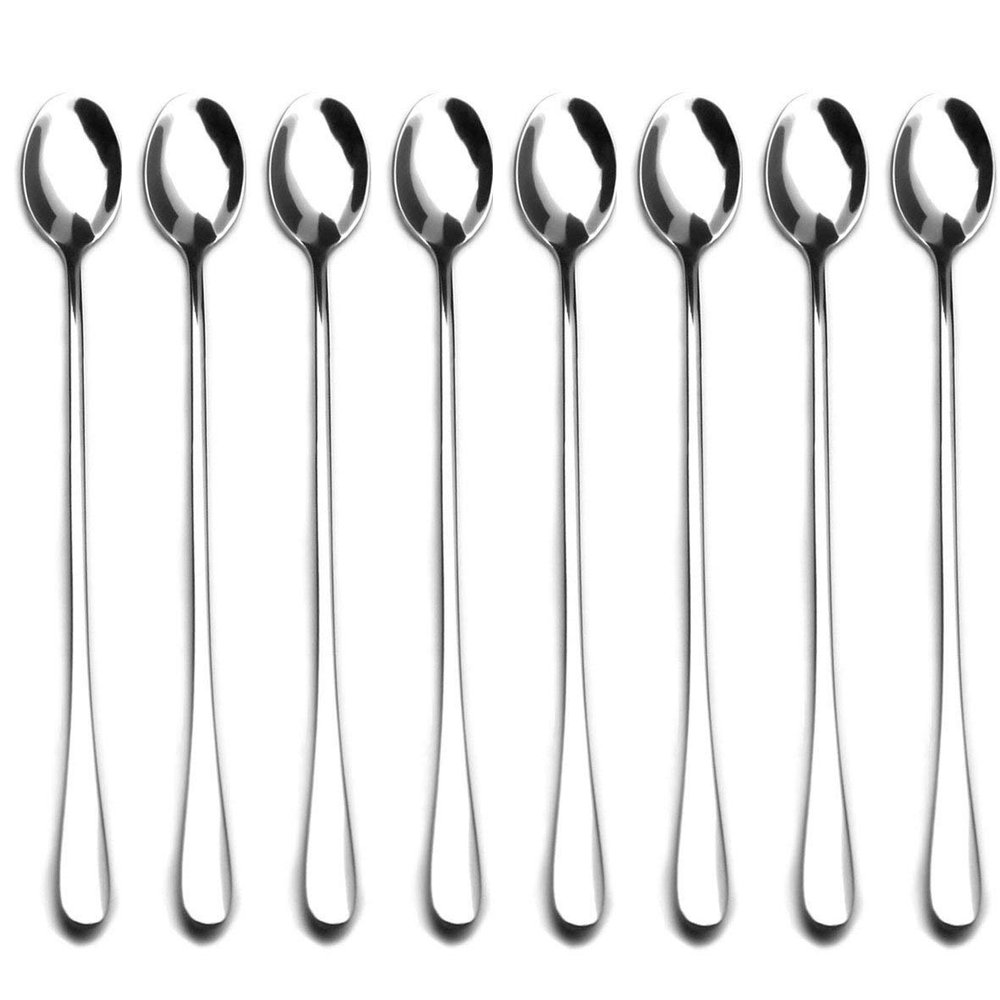 9-inch Long Handle Stirring Spoon, Ice Tea Coffee Spoon, Stainless Steel Cocktail Mixing Spoons - Set of 8