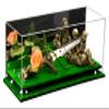 Better Display Cases Versatile Clear Acrylic Trucks, Trains and Rockets Display Case - Large Rectangle Box with Mirror Case, Silver Risers and Turf Base 17" x 6" x 7" (A019/V46) view 1