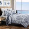 HiEnd Accents Skyler 2 Piece Quilt Set with Pillow Shams, Twin Size, Cotton Reversible Luxury Bedding, Blue Medallion Striped Coastal Style Bed Set, 1 Quilt and 1 Pillowcase view 1