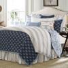 HiEnd Accents Skyler 2 Piece Quilt Set with Pillow Shams, Twin Size, Cotton Reversible Luxury Bedding, Blue Medallion Striped Coastal Style Bed Set, 1 Quilt and 1 Pillowcase view 3
