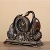 CLOCKZHJI Retro Mantel/Mantle Rhythm Quartz Clock swan Living Room Desk Shelf Clocks Decoration (Color : Ancient Silver) view 3