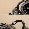 CLOCKZHJI Retro Mantel/Mantle Rhythm Quartz Clock swan Living Room Desk Shelf Clocks Decoration (Color : Ancient Silver) view 4
