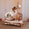 CLOCKZHJI Retro Creative Mantel/Mantle Clock Rhythm Resin Violin Desk Clocks Decoration (Color : Light Yellow) view 2