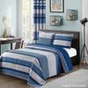 All American Collection Blue and Gray Modern Plaid Bedspread and Pillow Sham Set | Matching Curtains Available! (King/Cal King Size) view 1
