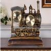 CLOCKZHJI Retro Creative Mantel/Mantle Clock with Thermometer Rhythm Resin Train Desk Clocks Decoration (Color : Gray) view 1
