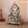 CLOCKZHJI European Retro Mantel/Mantle Rhythm Quartz Clock swan Living Room Desk Shelf Clocks Decoration (Color : Brown) view 2