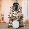 CLOCKZHJI European Retro Mantel/Mantle Rhythm Quartz Clock swan Living Room Desk Shelf Clocks Decoration (Color : Brown) view 3