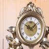 CLOCKZHJI European Retro Mantel/Mantle Rhythm Quartz Clock swan Living Room Desk Shelf Clocks Decoration (Color : Brown) view 4